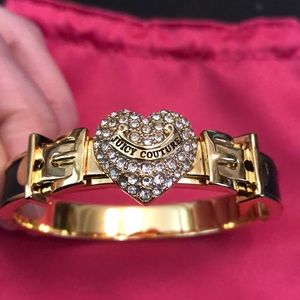 Juicy Couture Pave Heart Hinged Bangle in Black